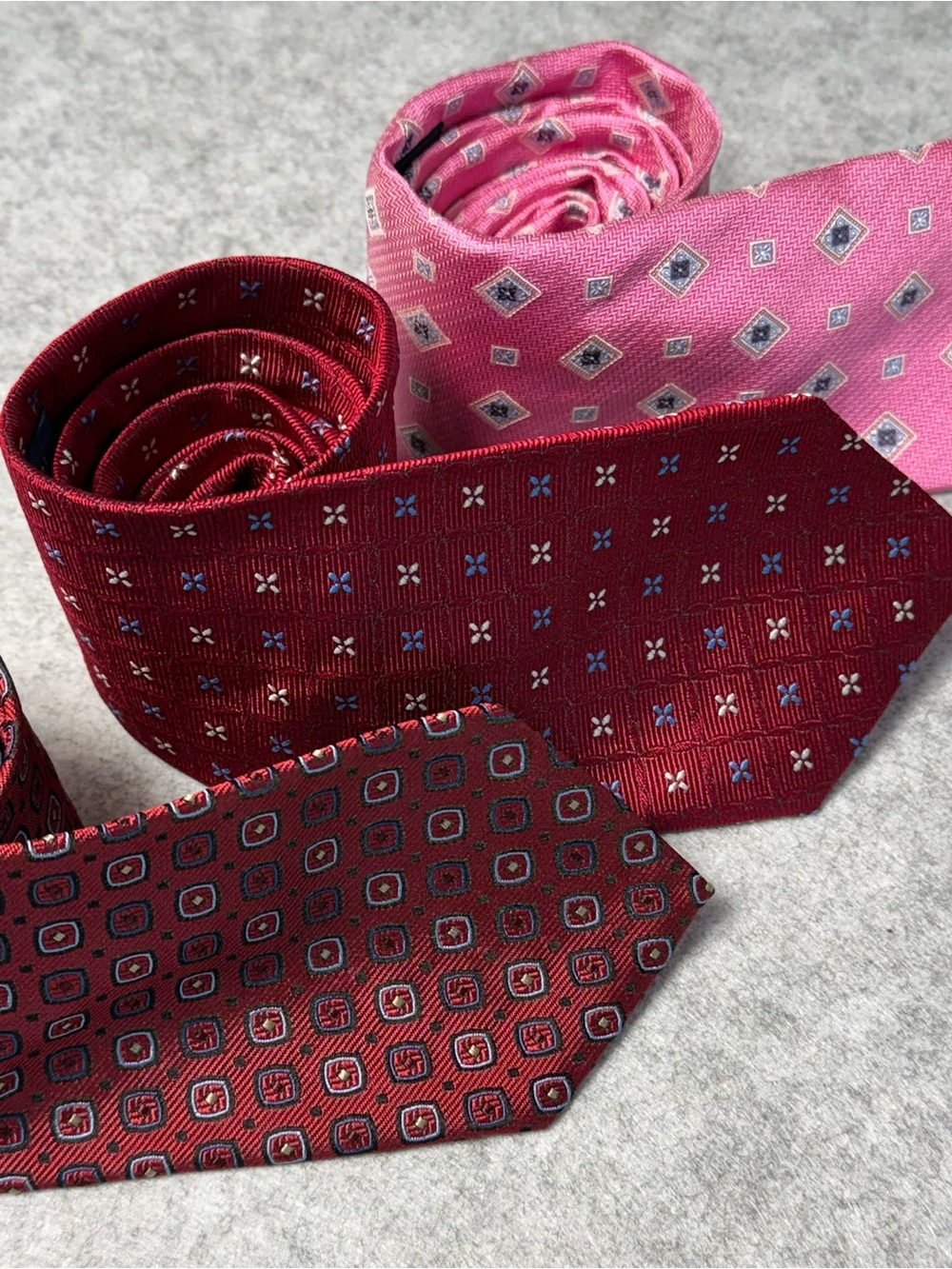 Men's Brooks Brothers Classic 100% Silk Red & Pink Patterned Ties - Pack of 3